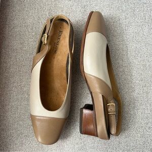 NEW Eneslow Cream Tan Brown Orthotics Slingback Heel Pump Shoe Size 39
